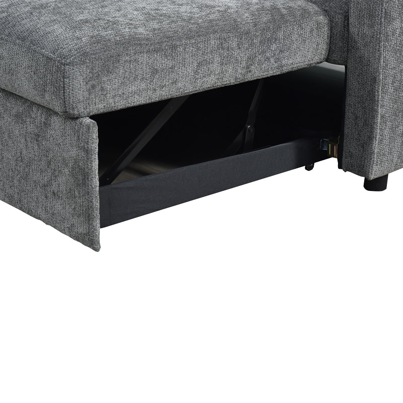 Ъглов разтегателен диван LOUNVINO антрацит плат 215x215x84см