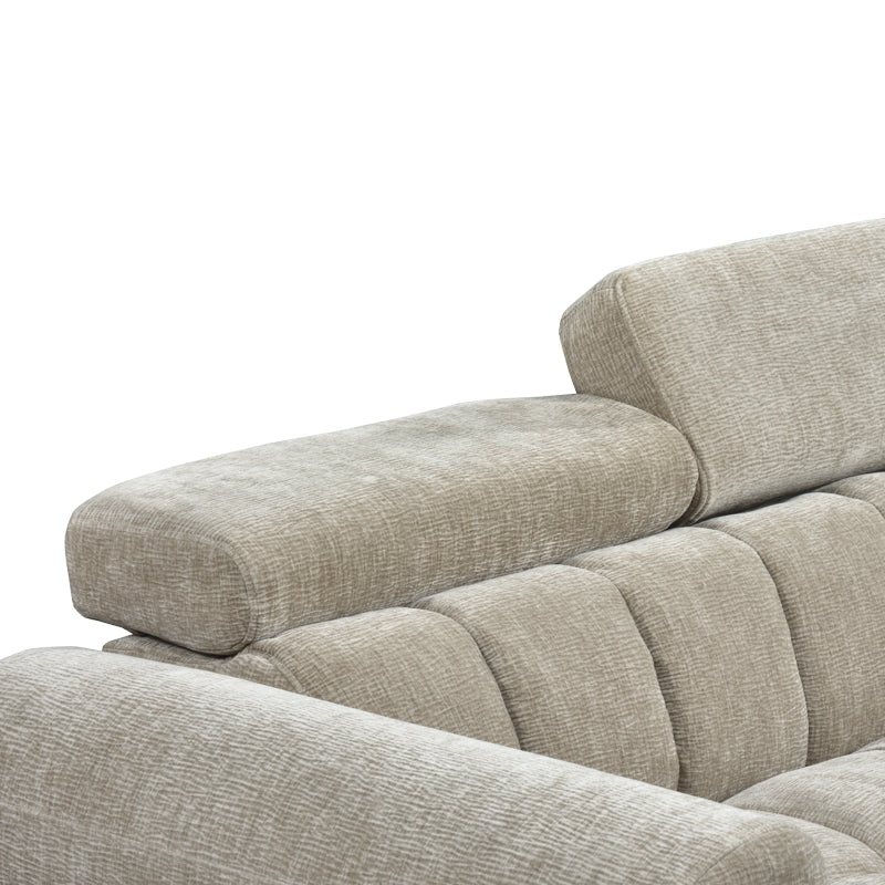 Ъглов разтегателен диван ляв ъглов NUVORA с място за съхранение бежов плат 244x225x79см