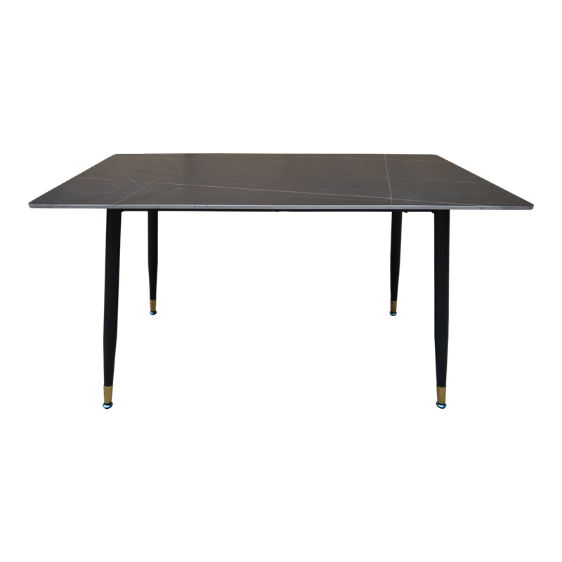 Маса Pembe d, черен мрамор, синтерован камък - черни метални крака, 140x80x75см