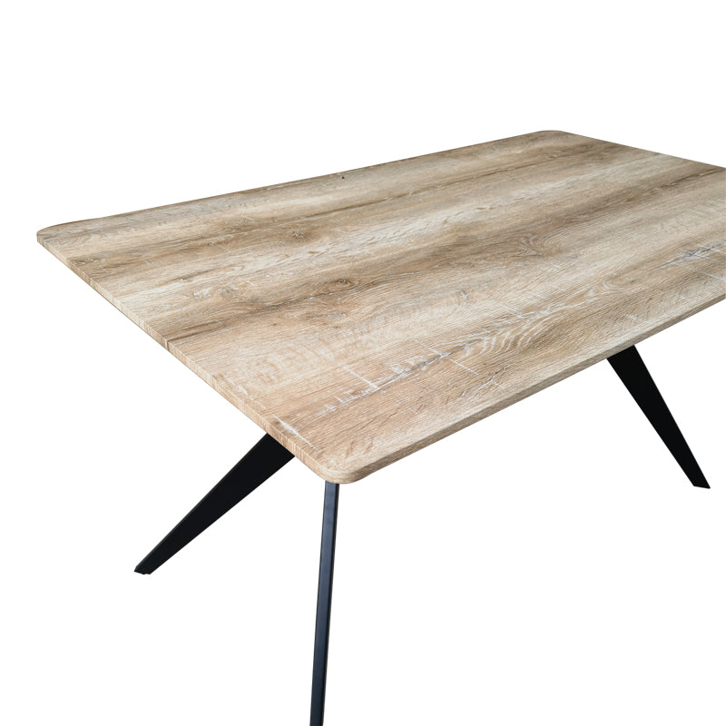 Маса EZALI sonoma от mdf с черни метални крака 140x80x75см