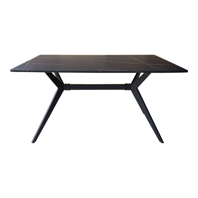 Маса EZALI  от mdf, черна мраморна имитация, с черни метални крака, 140x80x75см