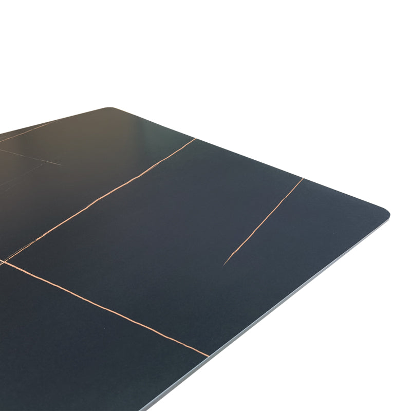 Маса Mapele с черно мраморно покритие и черни метални крака 180x90x75см