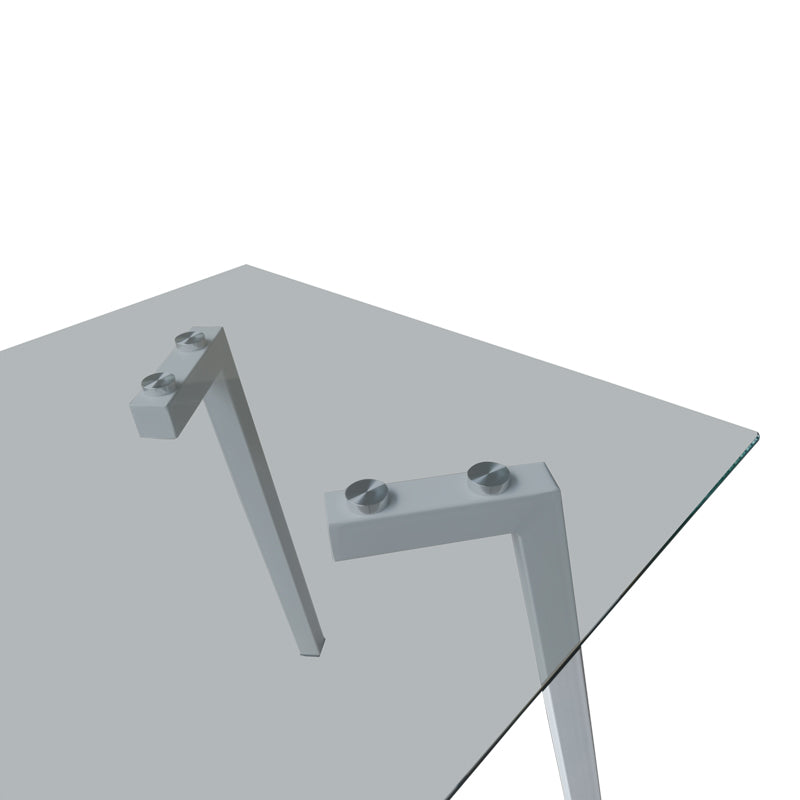 Маса Titta със стъклен плот и бели метални крака 120x70x75см