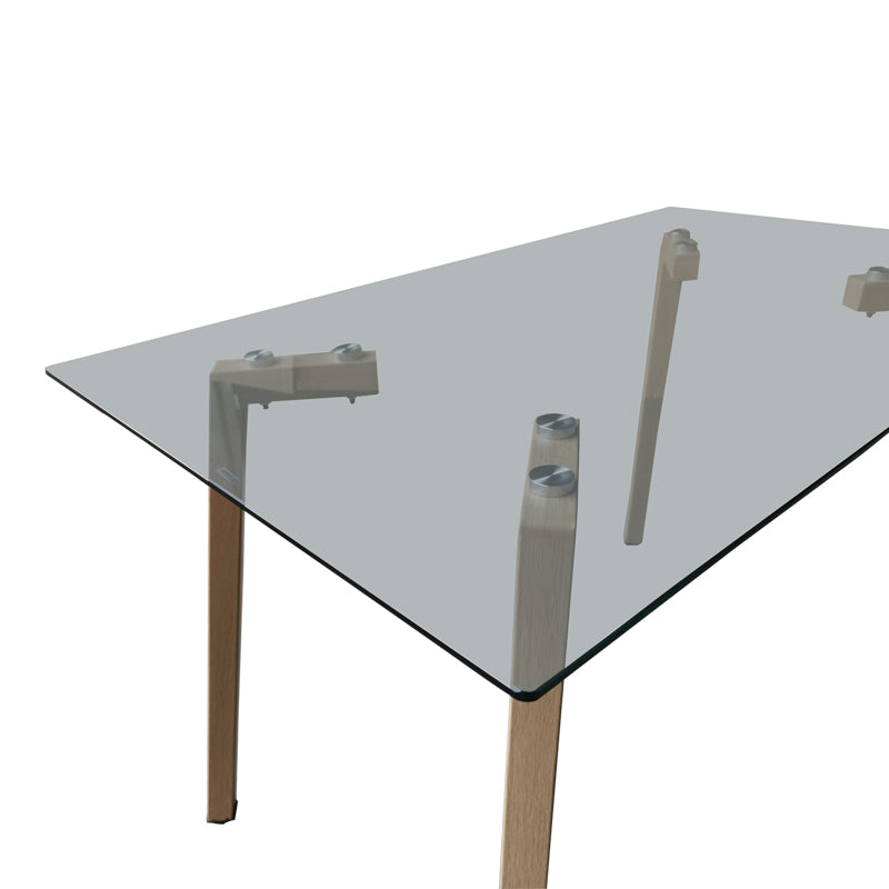 Маса TITTA със стъклен плот и метални крака в естествен цвят 120x70x75см