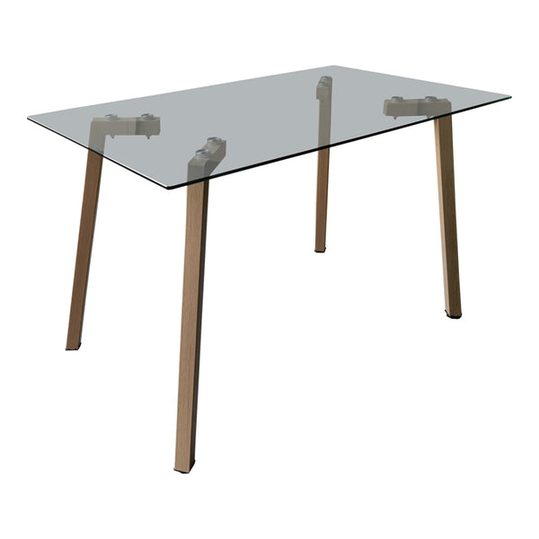 Маса TITTA със стъклен плот и метални крака в естествен цвят 120x70x75см