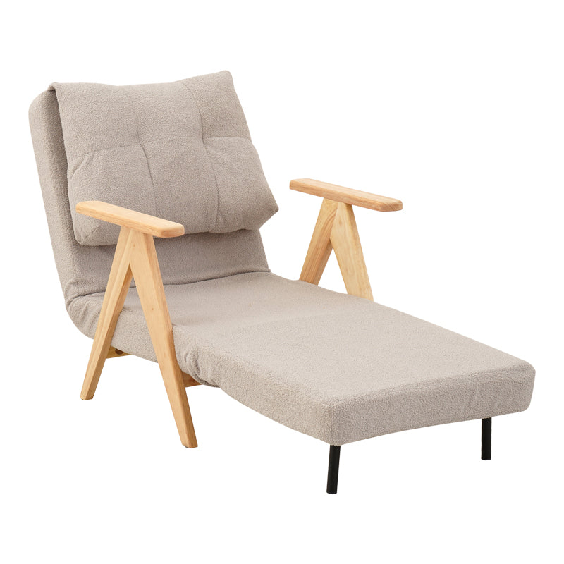 Фотьойл-легло Restyl каучуково дърво - букле плат в кремав нюанс 75x60x93см