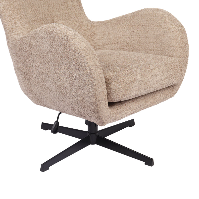 Въртящ се фотьойл zefrina бежов плат и основа в черен цвят 82x77x99см