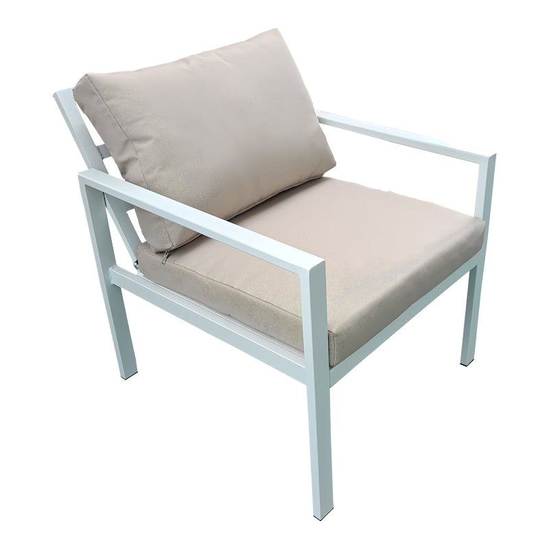 Комплект за отдих GARDENLY 4 части, алуминий, бяло с бежови възглавници