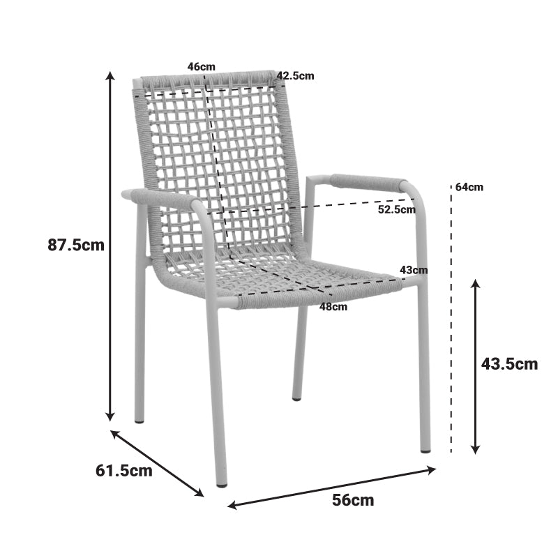 Фотьойл Esence подреждащ се от алуминий в бяло-полиетиленово въже, бежов цвят, 57x62x88см