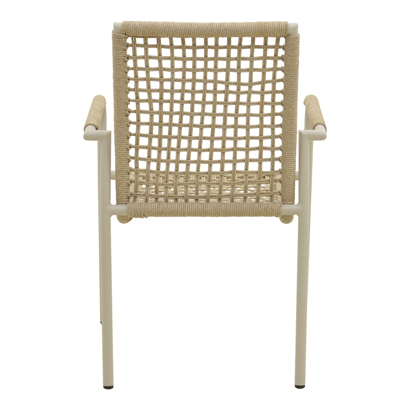 Фотьойл Esence подреждащ се от алуминий в бяло-полиетиленово въже, бежов цвят, 57x62x88см