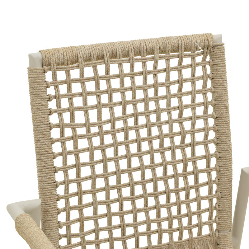 Фотьойл Esence подреждащ се от алуминий в бяло-полиетиленово въже, бежов цвят, 57x62x88см