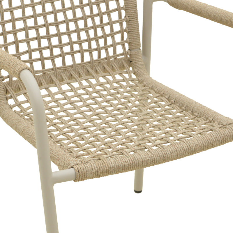 Фотьойл Esence подреждащ се от алуминий в бяло-полиетиленово въже, бежов цвят, 57x62x88см