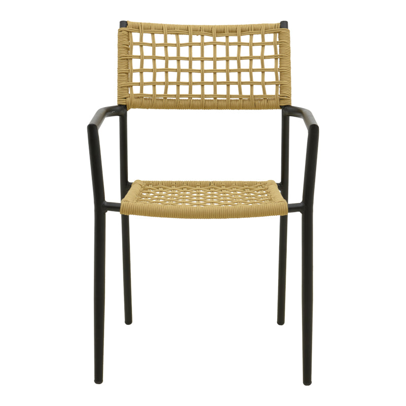 Стифиращ се стол  Castal  стомана в черно - pe въже в естествен нюанс 56x60x84см