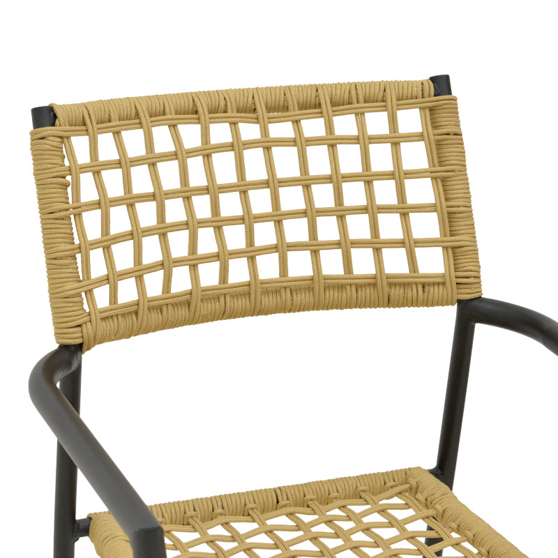 Стифиращ се стол  Castal  стомана в черно - pe въже в естествен нюанс 56x60x84см