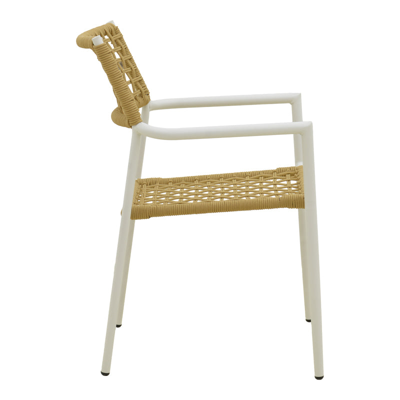 Стифиращ се стол Castal стомана в бяло - pe въже в естествен нюанс 56x60x84см