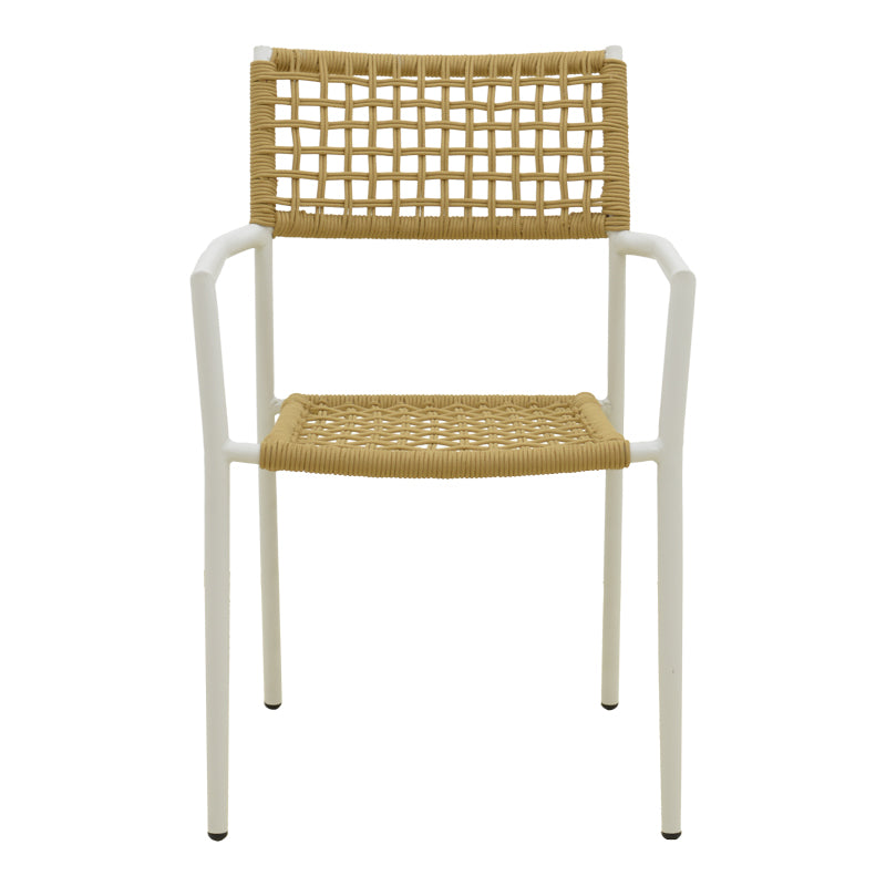 Стифиращ се стол Castal стомана в бяло - pe въже в естествен нюанс 56x60x84см