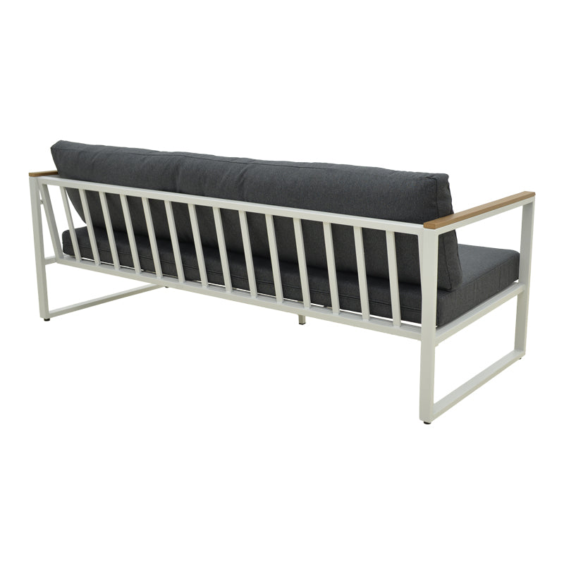 Триместен диван Aurelio металик в бяло - възглавници в антрацитен нюанс 192x74x63см