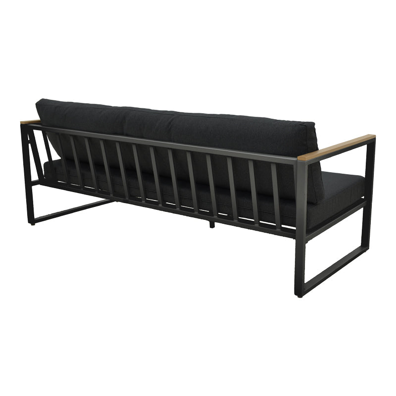 Триместен диван Aurelio металик в черно - възглавници в черен нюанс 192x74x63см