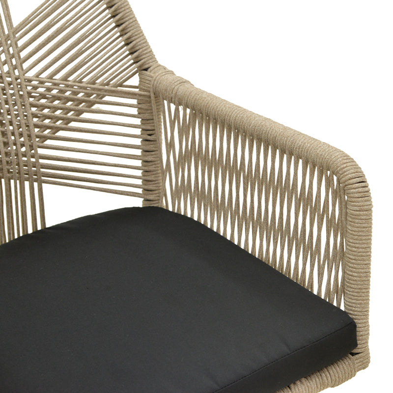 Фотьойл  Andros алуминий в черно-pe въже в естествен нюанс 56x60x86см