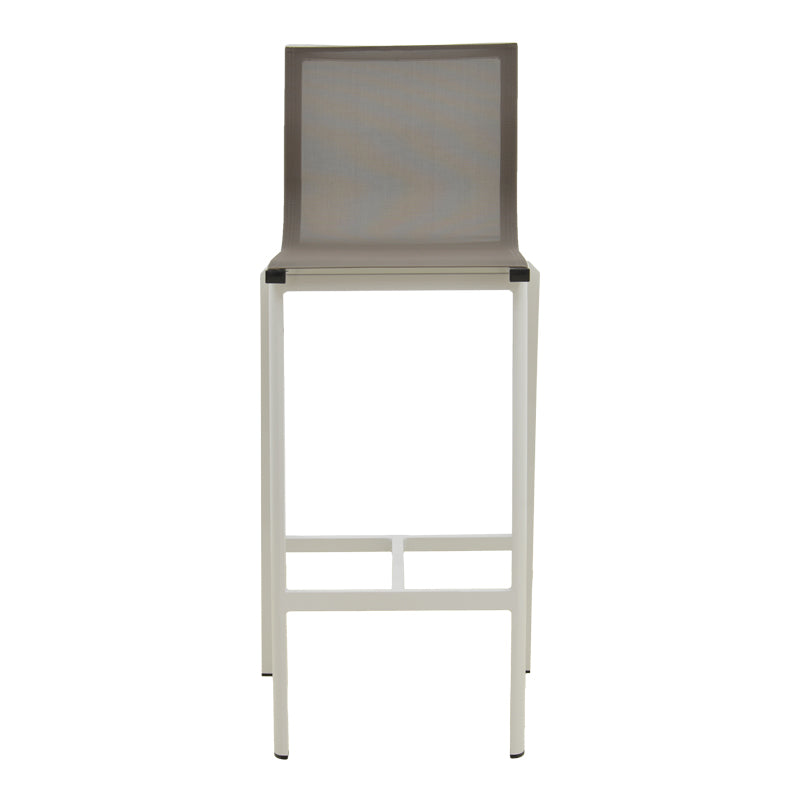 Бар стол  Melina подреждащ се от алуминий в бяло - текстил  в сиво, 45x49x115 см