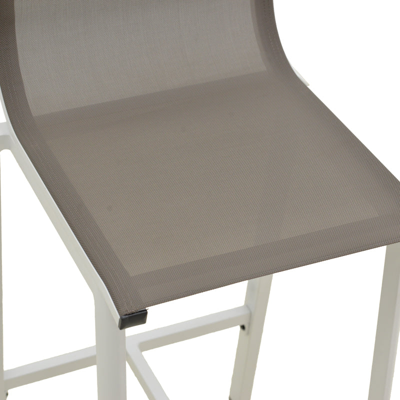 Бар стол  Melina подреждащ се от алуминий в бяло - текстил  в сиво, 45x49x115 см