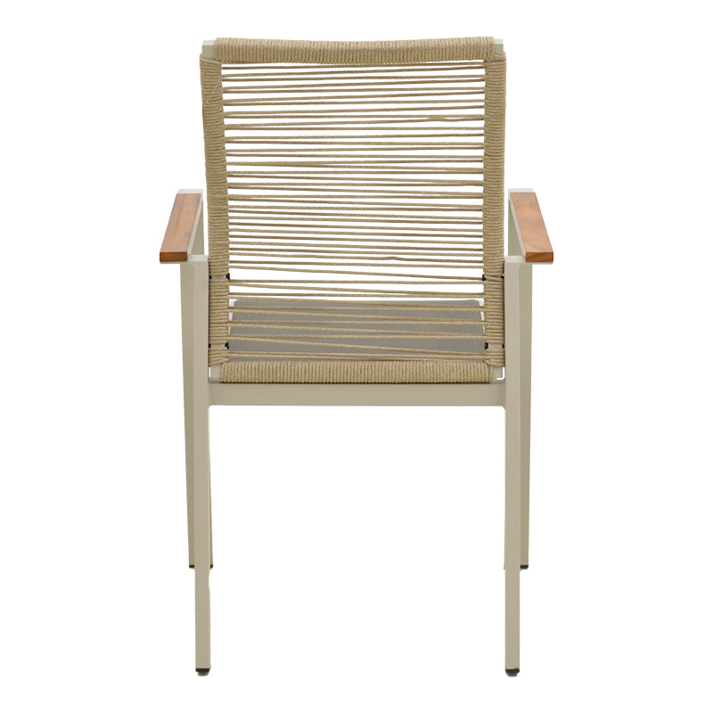 Стифиращ се стол Aegean - тиково дърво - алуминий и текстил в кремаво-пепелясто въже в естествен нюанс 57x64x87см