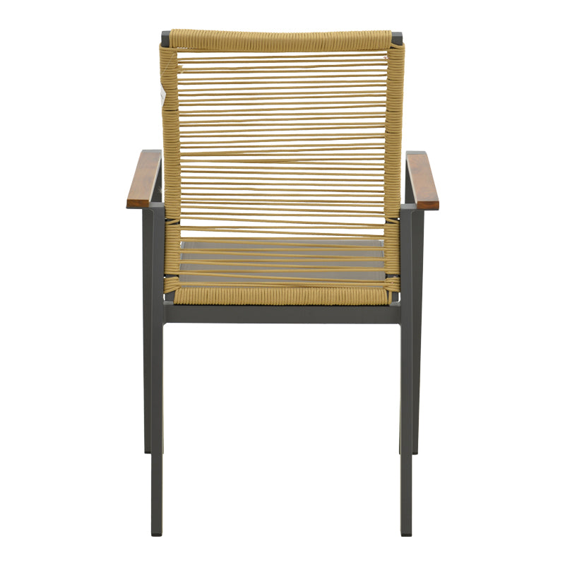 Стифиращ се стол Аegean  тиково дърво, въже, естествено - алуминий и текстил в антрацитен цвят, 57x64x87 см