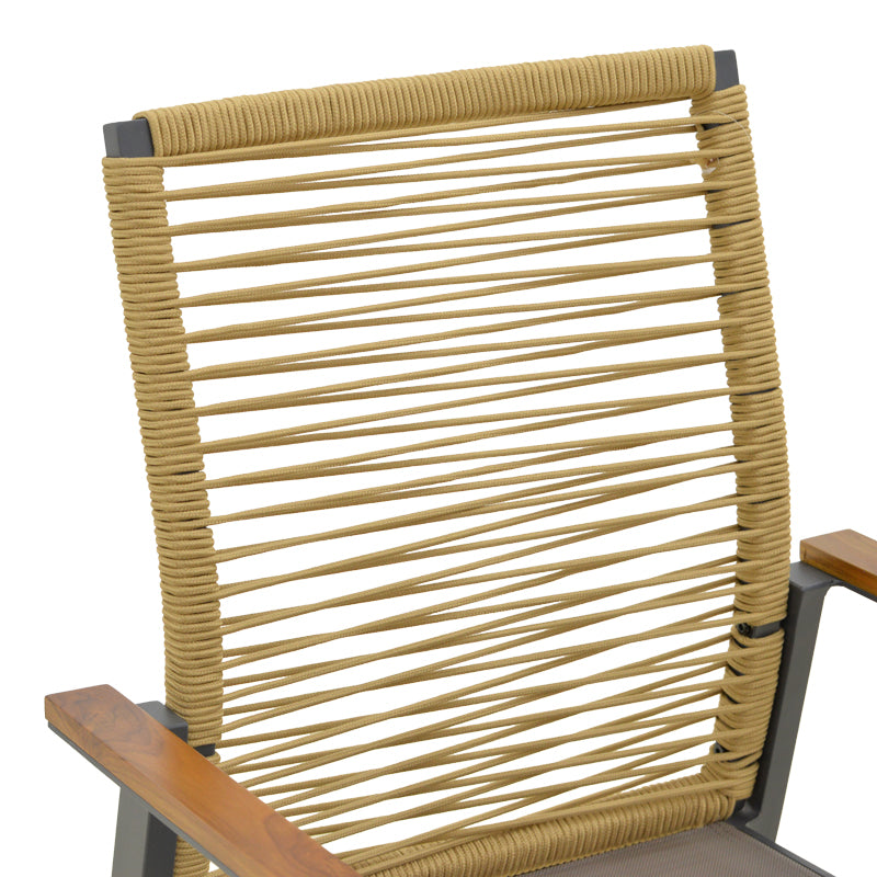 Стифиращ се стол Аegean  тиково дърво, въже, естествено - алуминий и текстил в антрацитен цвят, 57x64x87 см