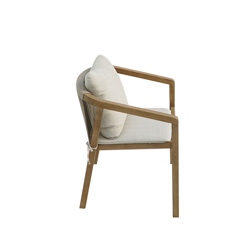 Фотьойл Malibu  акациево дърво-плат в естествено бежов цвят 58x63x74см