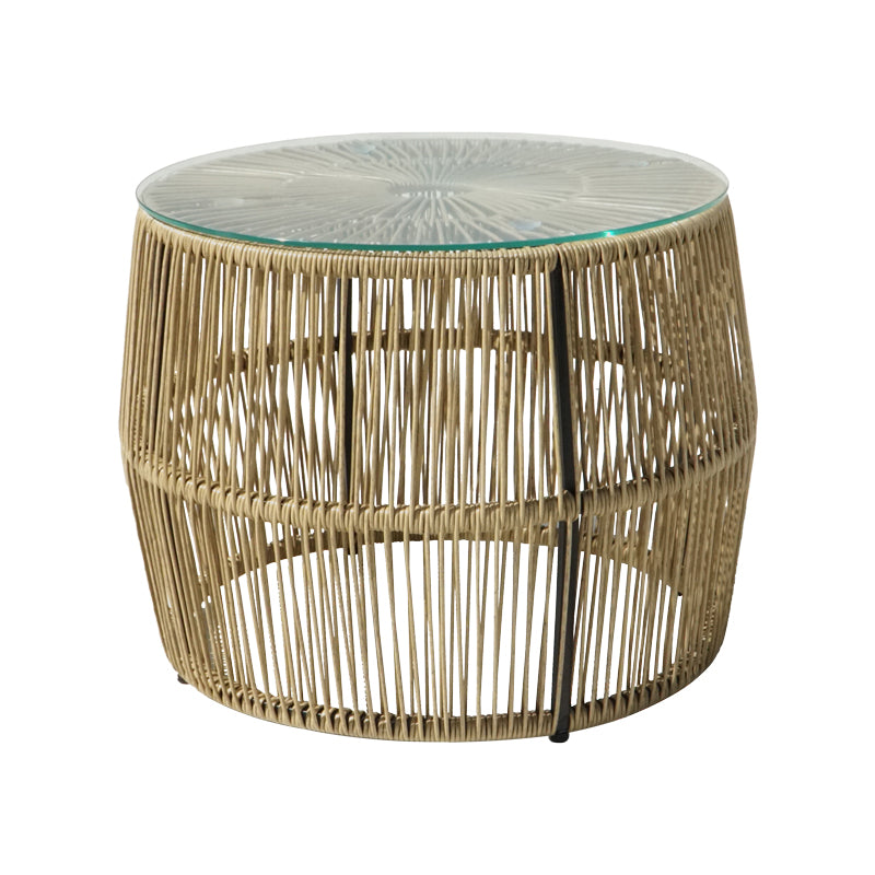 Маса Adela pe плетена от ракита-стъкло в естествен цвят d47x38см