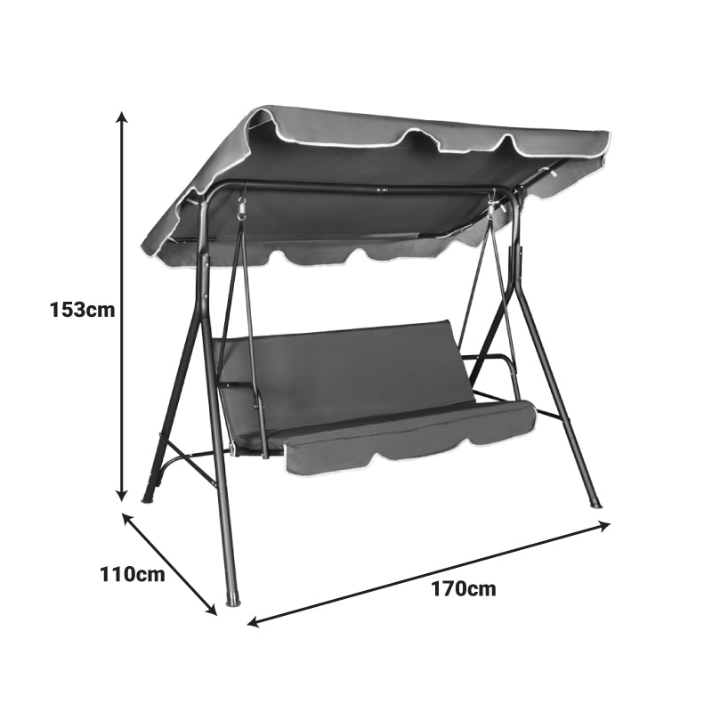 Градинска люлка Globo черен метал-антрацит плат 170x110x153см