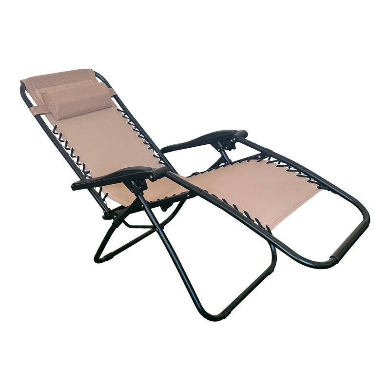 Сгъваем фотьойл Mirka  текстил/метал в кремаво-черен цвят 65x165x110 см