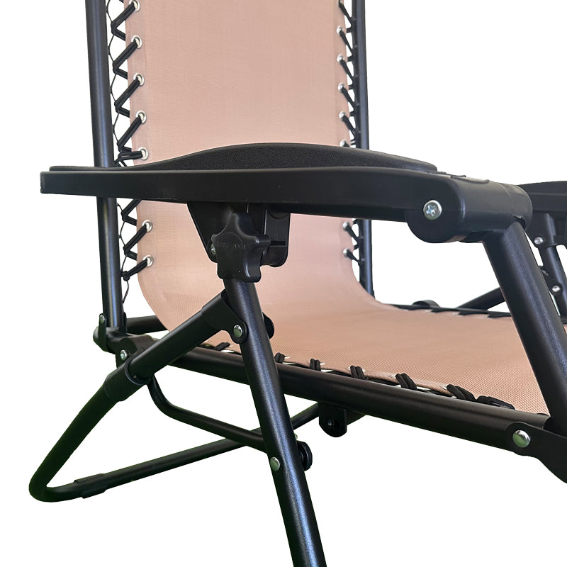 Сгъваем фотьойл Mirka  текстил/метал в кремаво-черен цвят 65x165x110 см