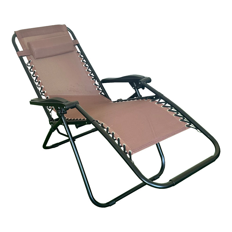 Сгъваем фотьойл Мirka  текстил/метал в кафяво-черен цвят 65x165x110 см