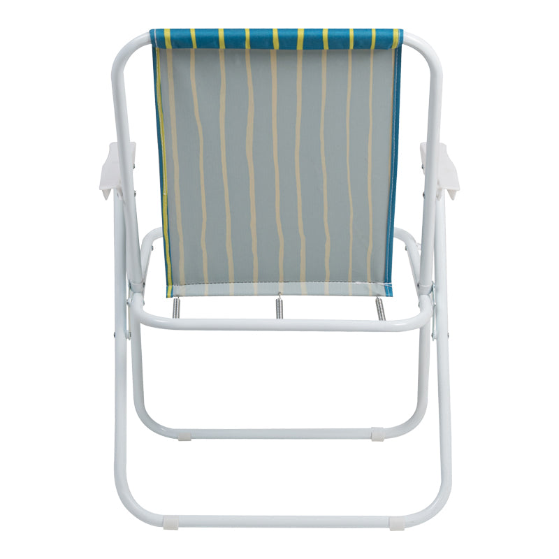 Плажен къмпинг стол Jette зелен и жълт плат-бяла метална рамка 53x56x73см