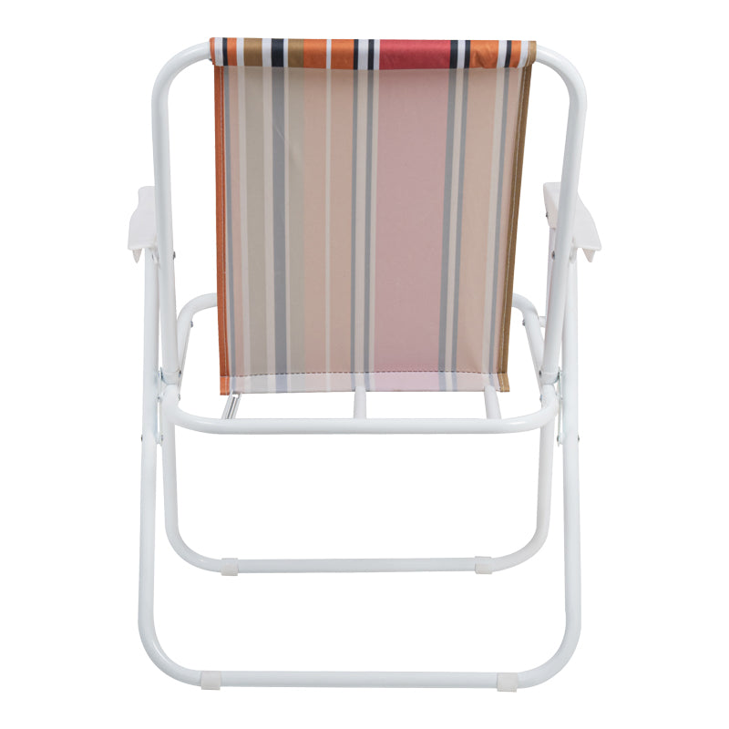 Плажен къмпинг стол Jette розов раиран плат - бяла метална рамка 53x56x73см