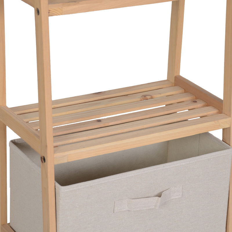 Подов рафт с чекмеджета Wolen дървесина от ела, плат в естествено бежов цвят 42x27.5x139см