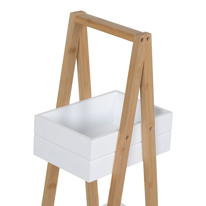 Подов рафт Tercy бамбук в бяло-естествен цвят 30x18x80см