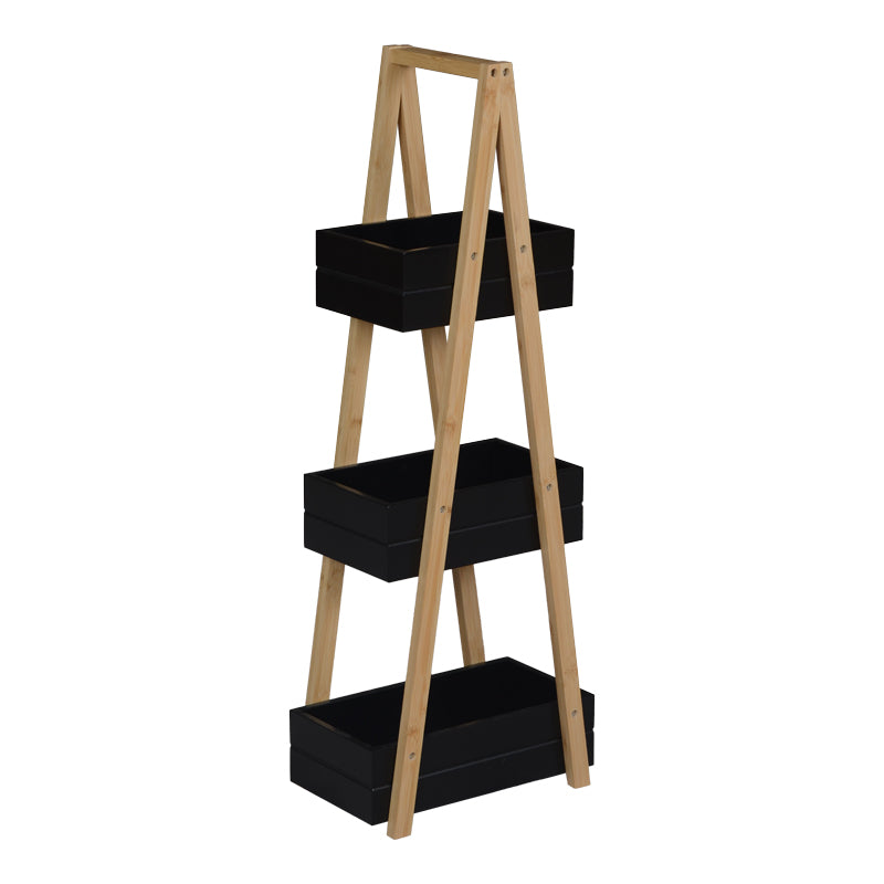 Подов рафт Tercy бамбук в черно-естествен цвят 30x18x80см