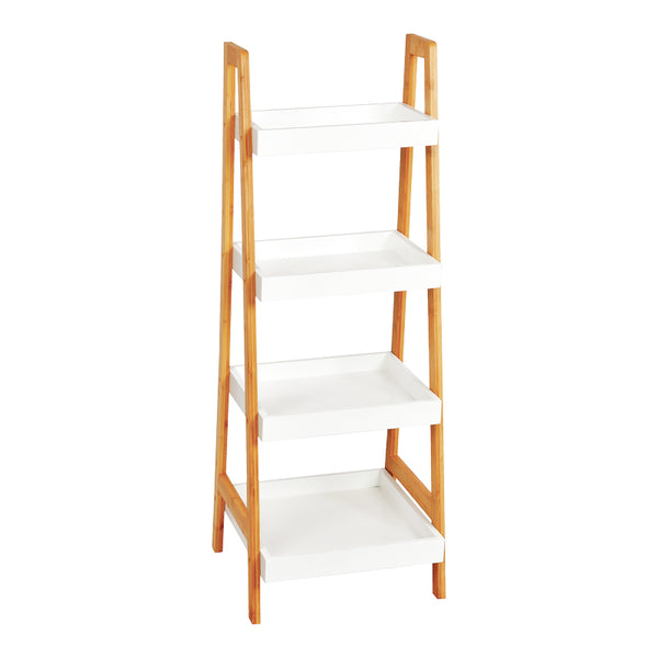 Подов рафт Leby бамбук-mdf в бяло-естествен цвят 35x34x98см