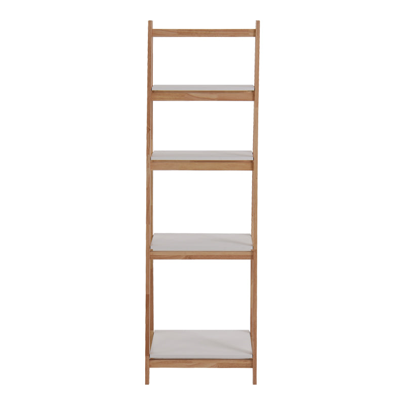 Сгъваем подов рафт Benwen каучуково дърво-mdf в бяло-естествен цвят 42x34.5x140см