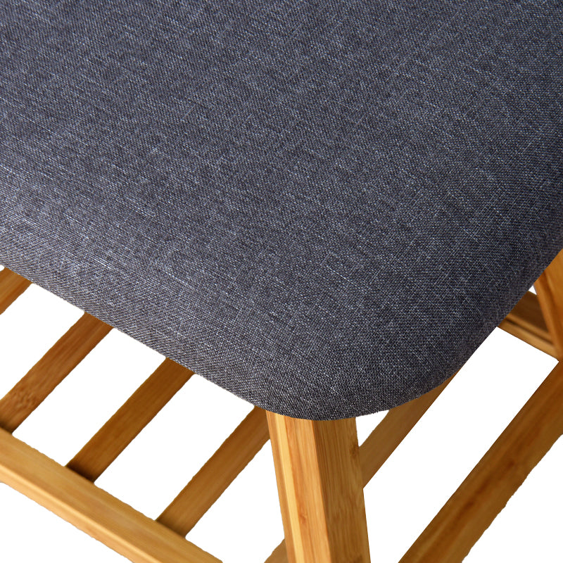 Стойка за обувки-табуретка за 4 чифта обувки Zerma бамбук-плат в естествено сив цвят 100x30.5x44см