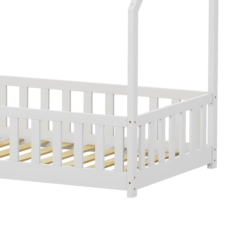 Детско легло BAMBIE с парапет montessori борова дървесина бяло 90x190см