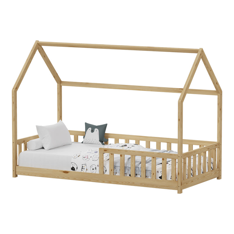Детско легло BAMBIE  с парапет montessori борова дървесина в естествен цвят 90x190см