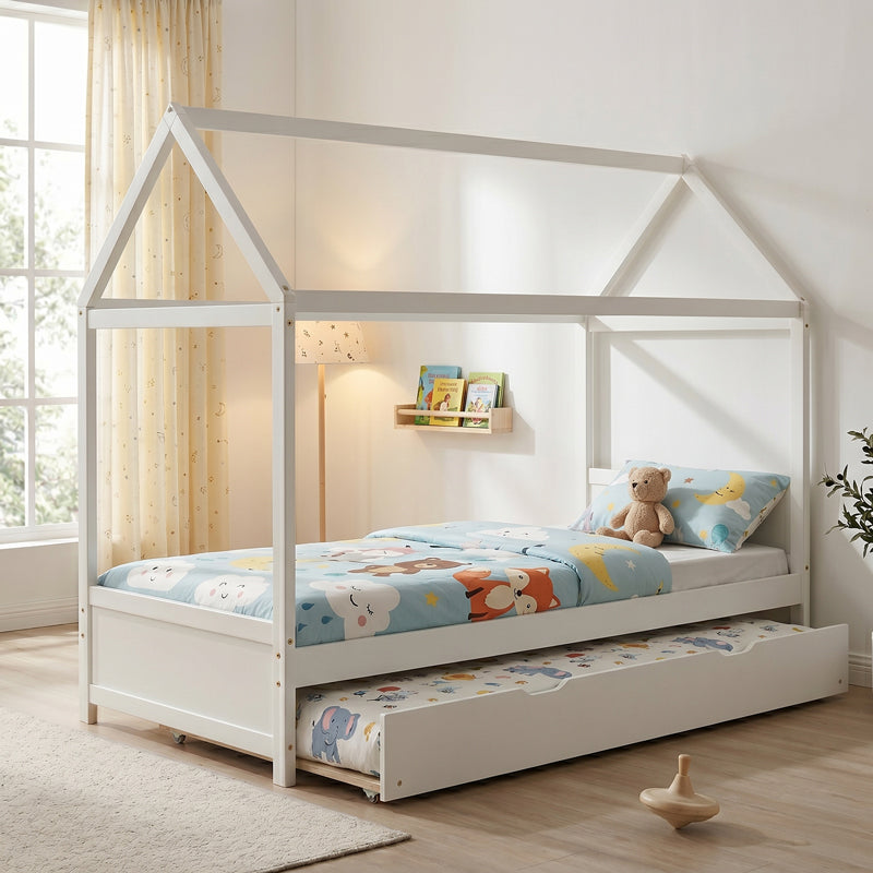 Детски легла dreamhouse montessori бор бяло 90x190 см