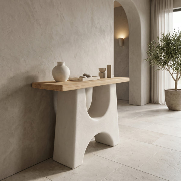 Конзолна маса  MARILA от ела - mdf в естествен екрю цвят 100x38x80см