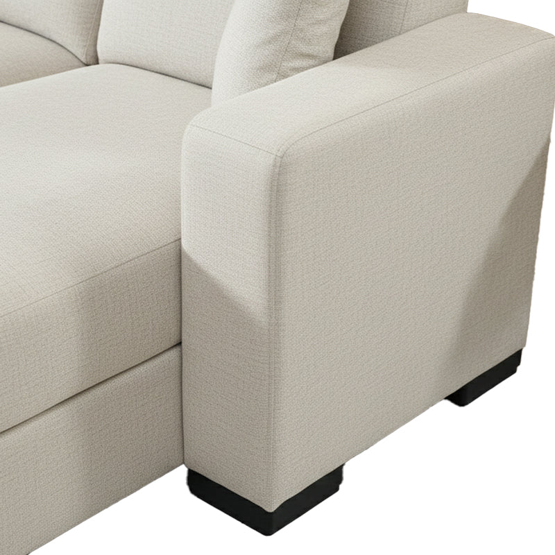 Ъглов разтегателен диван с обръщаем дизайн Dumma кремав плат 226x148x86см