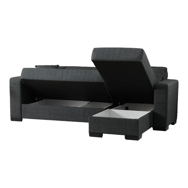 Ъглов разтегателен диван с обръщаем дизайн Dumma антрацит плат 226x148x86см