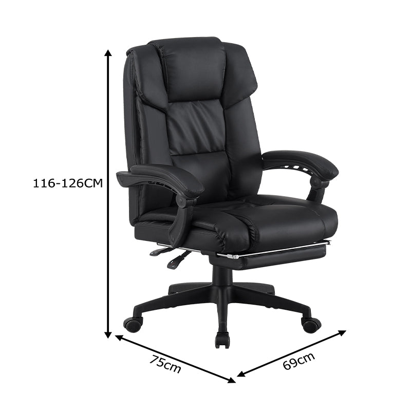 Директорски офис стол GARNUT  с поставка за крака  pu черен 69x75x116-126см
