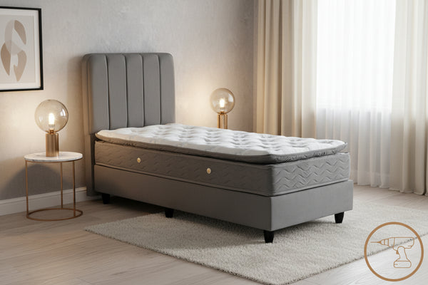 Единично легло LUNDA антрацит кадифе 90x200см